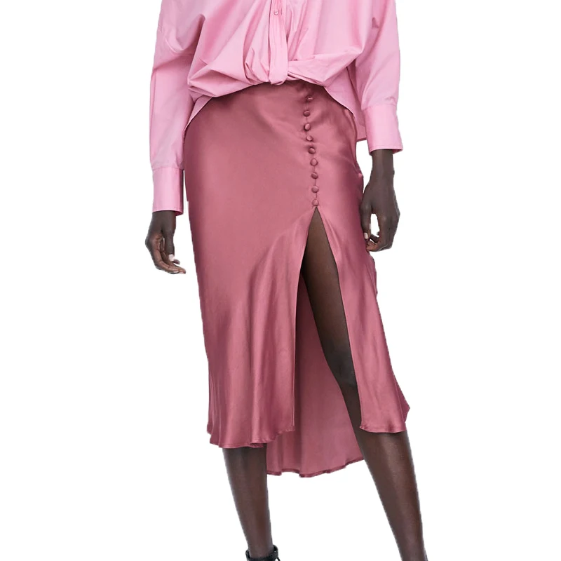 

Skirts womens 2019 fashion summer pink skirt high waist skirt sexy womens clothing split long skirt
