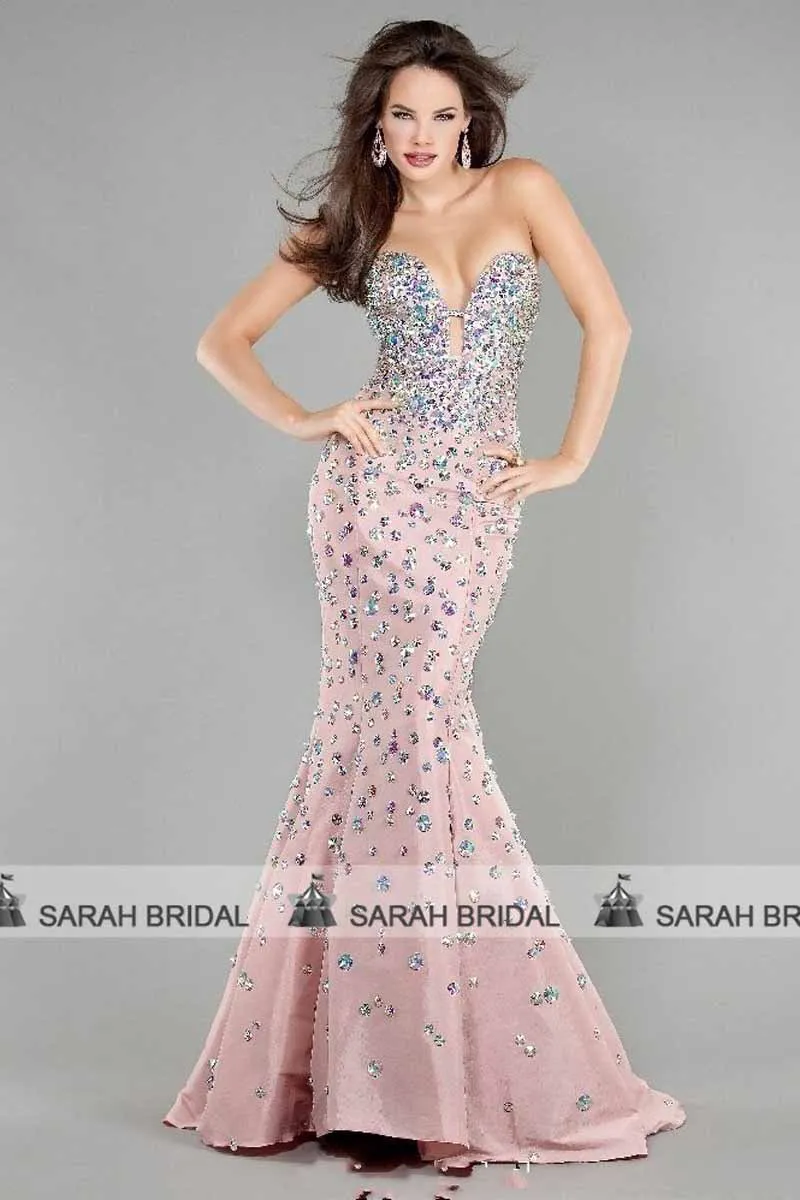 Shiny Ab Crystal Mermaid Evening Dress Sweetheart Y Cut Out Shiny Ab Crystal Mermaid Evening Dress Sweetheart Y Cut Out Trumpet Pink Prom Dresses 2017 New Pageant Gowns Ed108 In From Weddings