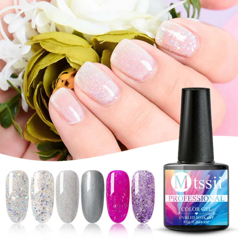 

Mtssii 8ML Glitter Pearl Series Gel Varnishes Bling UV LED Gel Nail Polish Semi Permanent Nail Art Manicure Gel Polish Lacquer