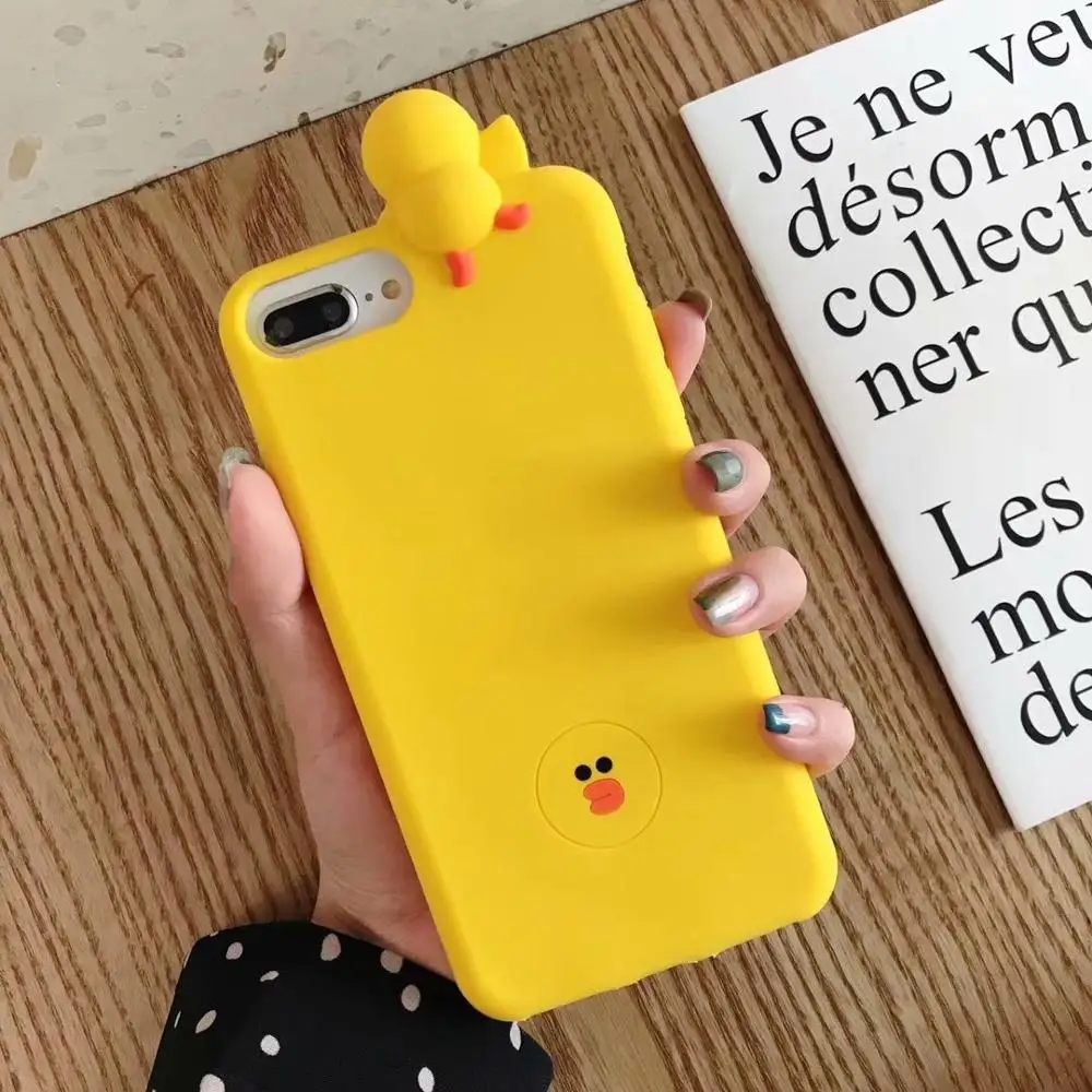 E 3D мультфильм коричневый Медведь Кролик курица чехол для телефона для iPhone X XS XSMax XR силиконовый мягкий чехол s для iPhone 6 6S 7 8 Plus задняя крышка - Цвет: E