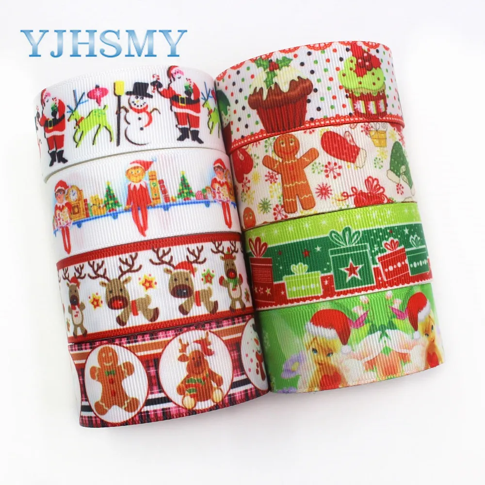 YJHSMY I-19713-17 25 мм 10 ярдов Рождественская серия мультфильм grosgrain ленты лук колпачок