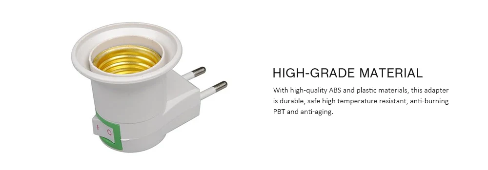YEDUO E27 Female Socket To EU Plug Adapter/power On-off Control Switch