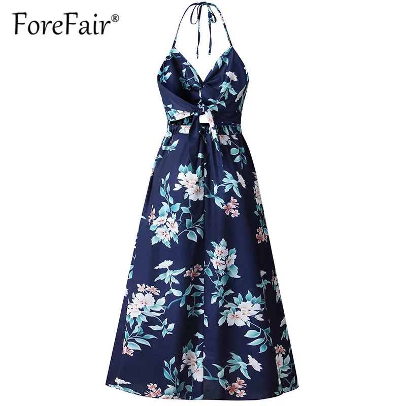 Forefair 2019 летнее макси платье в стиле бохо с открытой спиной цветочным принтом без