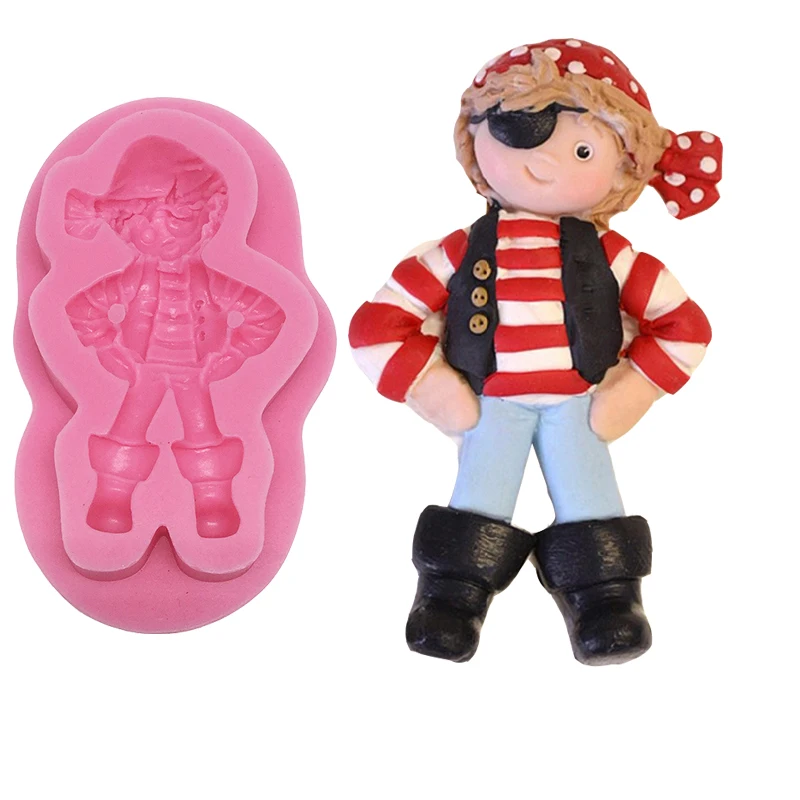 

3D Boy Pirate Doll Molds for Handmade Soap Silicone Form Chocolate Fondant Mold Birthday Cake Decorating Tool Bakeware