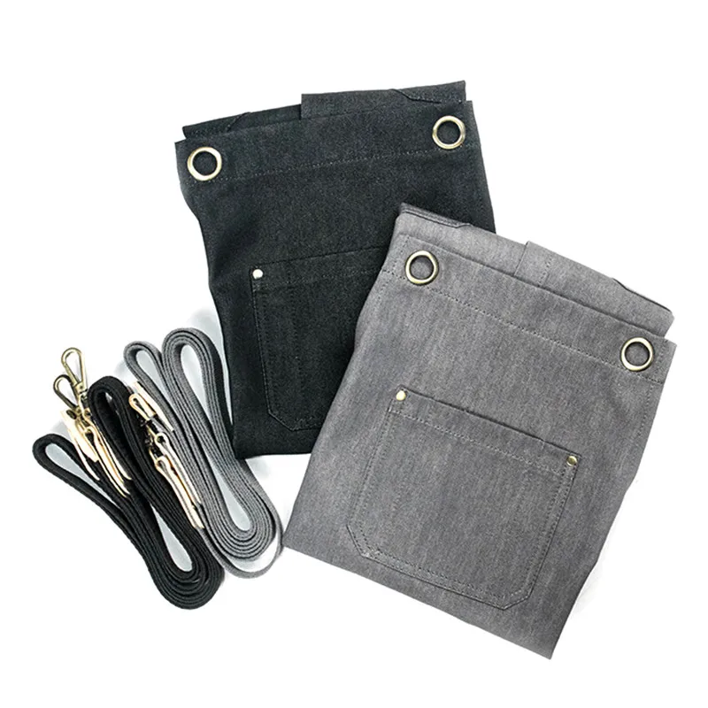 Split Leg Black Gray Denim Crossback Cotton Straps E24-5