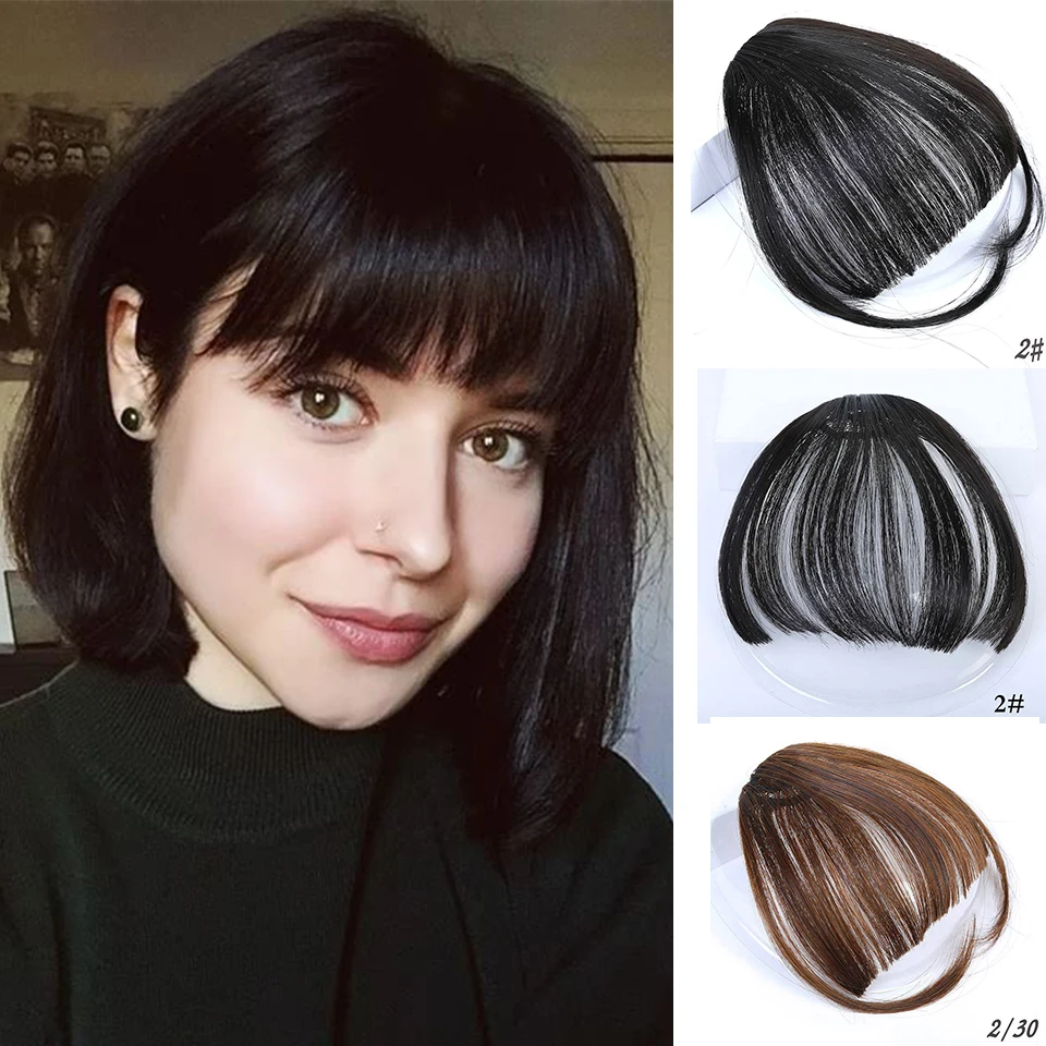 

MSTN Cute Short Neat Bangs Clip on Front Neat Bang Fringe Clip In Hair Extensions wig headwear