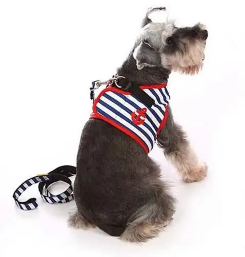 Модный матросский костюм для домашних животных, жилет-одежда для собак, поводок, поводок, ошейник, одежда для XS-XL