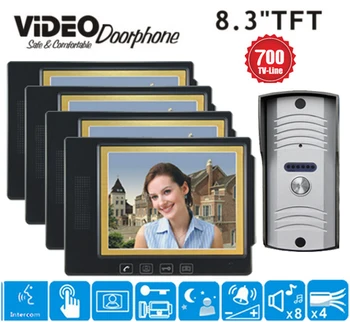 

ZHUDELE 8.3" Lcd Door Phone Doorbell Intercom System Video Door Bell Video Doorphone Intercom Video Door Phone HD Camera 1V4