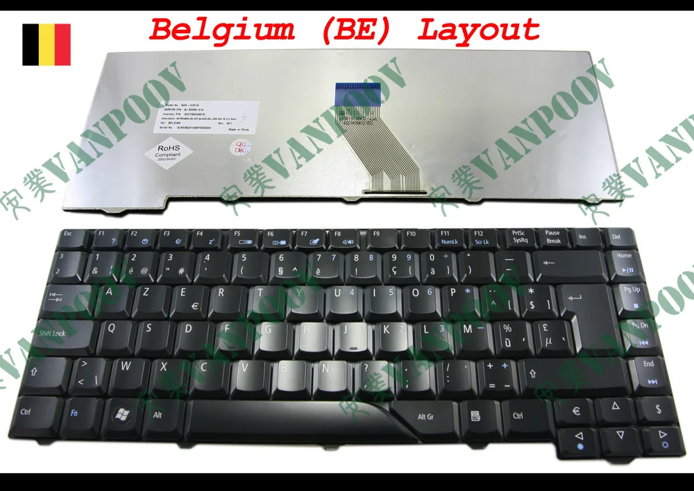 Ноутбук с клавиатурой AZERTY клавиатура для acer Aspire 4710 4230 4530 4730 4930G 5520 5530 5535 5910 5930 6920 6935 глянцевый черный Бельгии быть