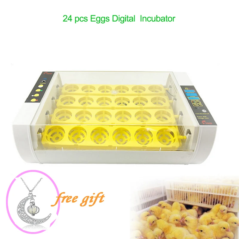 24 Automatic Egg Incubator Digital Clear Egg Farm Hatchery Machine Chicken Egg Hatcher Brooder Turning Temperature Control
