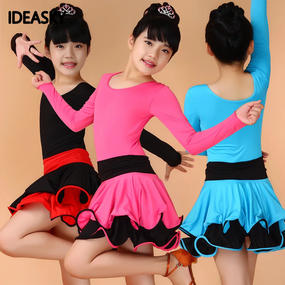 

latina ballroom latin dance dresses clothes child lange girls dance costumes for competition salsa samba carnival costumes
