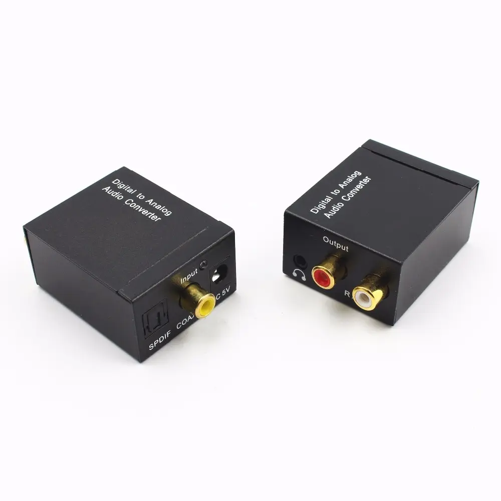 3.5mm Jack 2 RCA Digital to Analog Audio Converter Amplifier Decoder Optical Fiber Coaxial Signal to Analog Stereo Audio Adapter