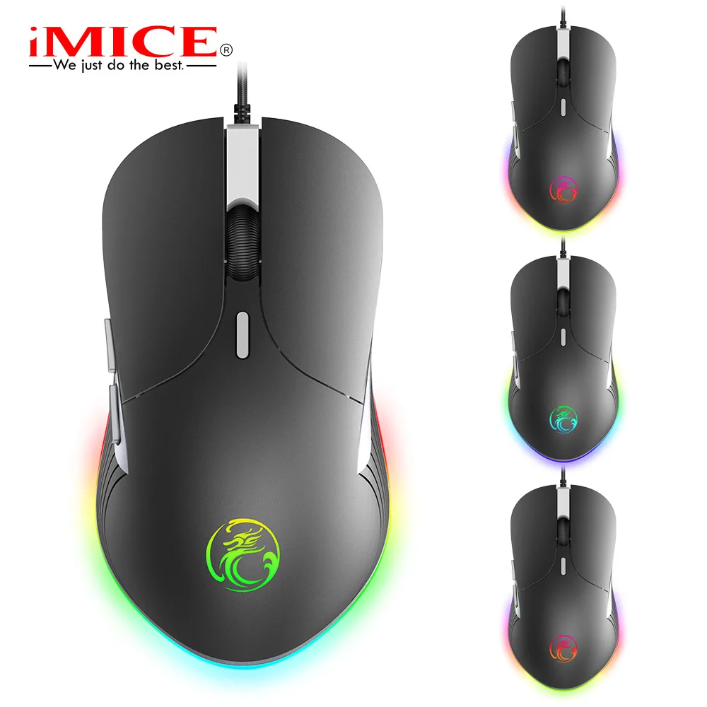 iMice X6 RGB Backlight Gaming Mouse 6400 DPI 6 Buttons Optical USB Wired Mice For LOL DOTA Game Pla