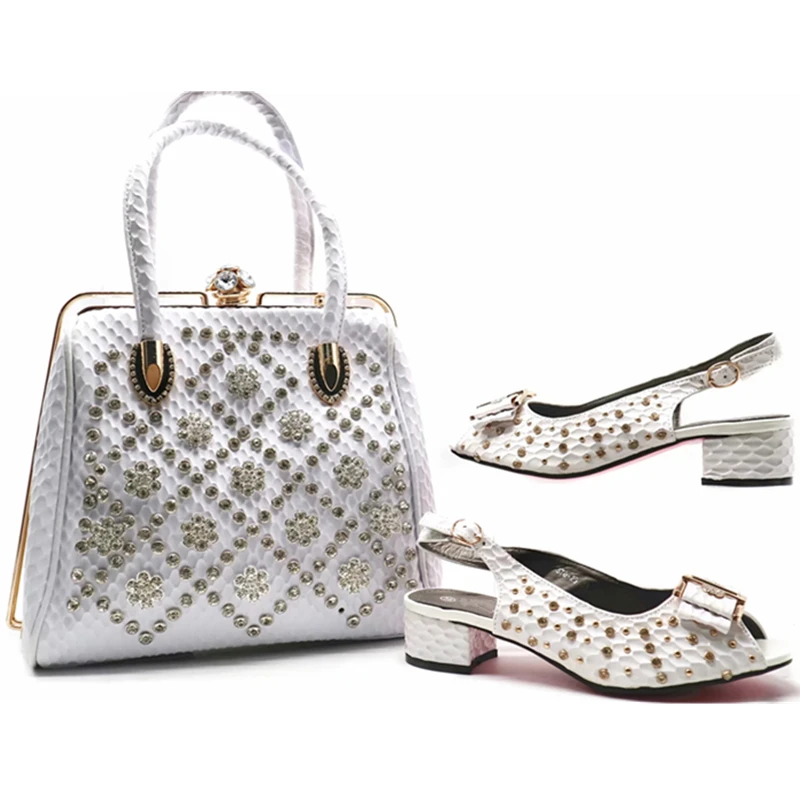 New Arrival Nigerian Shoes and Matching Bags Set African Shoes and Bags