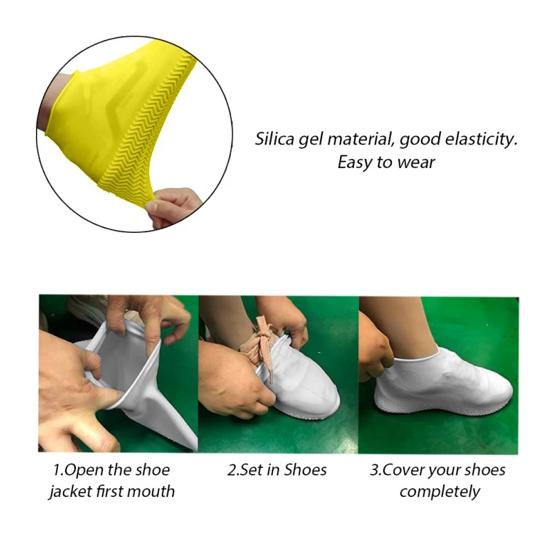 Reusable Thicken Silicone Rain Boots Waterproof Rainproof Shoes Covers Overshoes Adult Kids Non-slip Washable Wear-Resistant