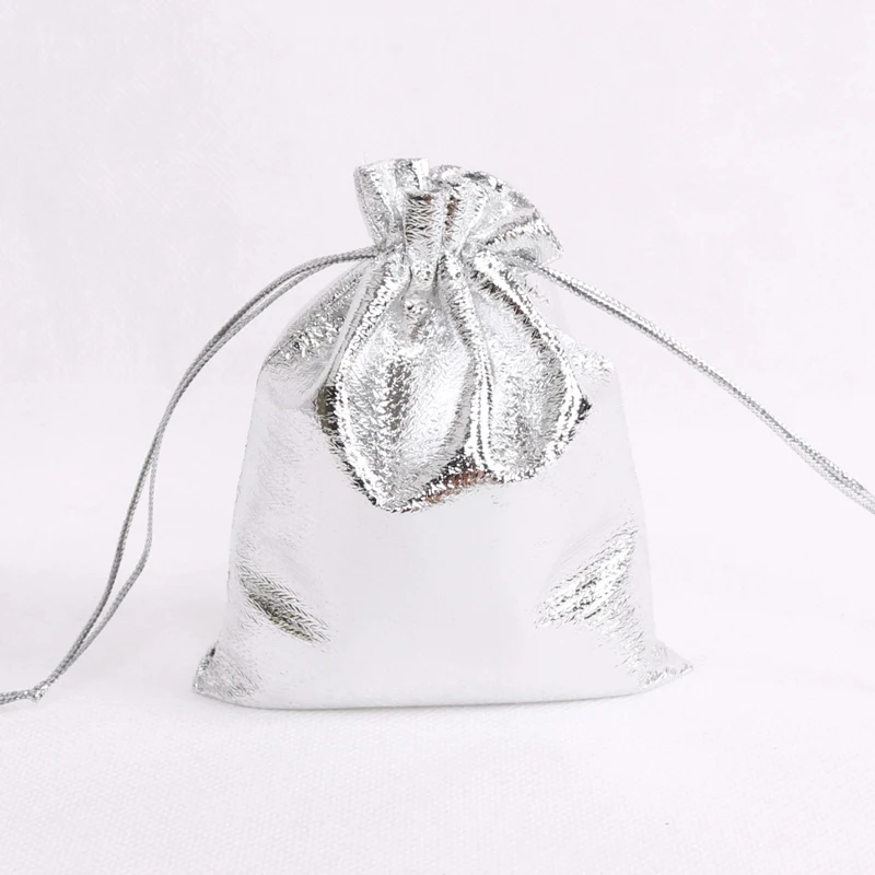 Free Shipping 100pcs/Lot 7x9cm Silver Color Satin Bag Jewelry Charms