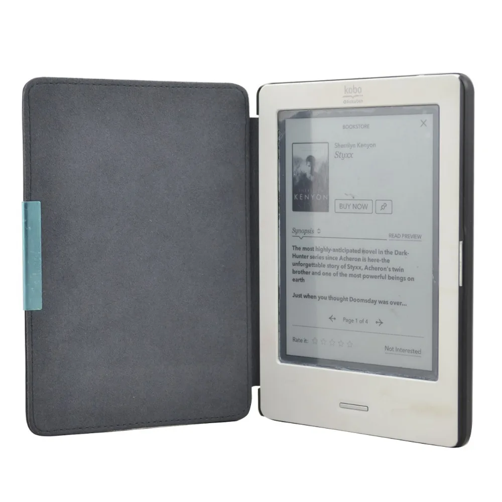 Slim leather cover case for Kobo touch 6" ereader free shipping 100pcs/lotin Tablets & e