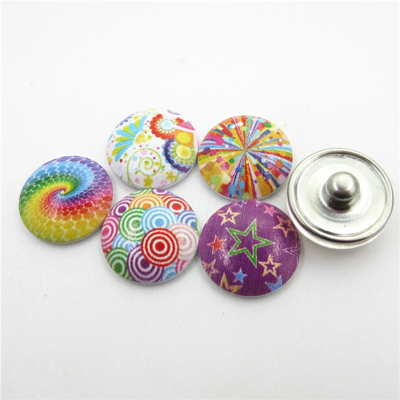 10pcs/lot Mix Printing Rainbow Snaps Button 18mm Snap Buttons Ginger