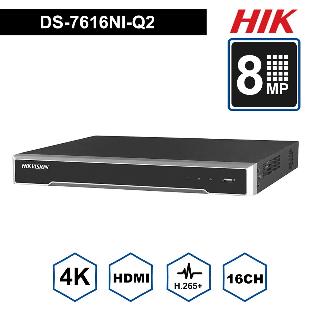 

Original Hik English 16 Channel CCTV System ONVIF 16CH NVR DS-7616NI-Q2 for Security Camera 2SATA HDMI VGA Output embedded NVR