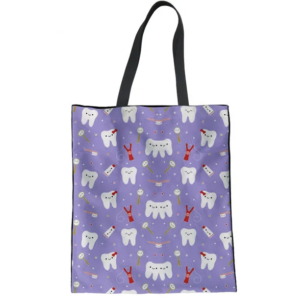 Coloranimal Cute Nurse Casual Canvas Bags Women Cartoon Dentist Pattern