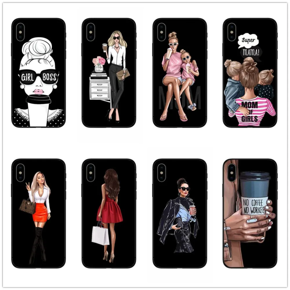 

VOGUE Queen Princess Girl boss coffee black Soft Silicone phone Case cover For iPhone 5 5S SE 6 6s 7 8 Plus 10 X XS MAX XR coque
