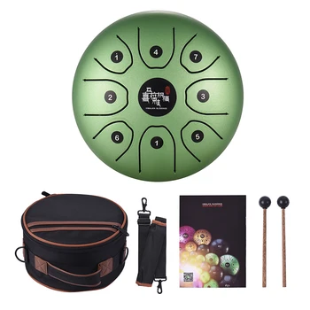

8 Inch/14 Inch Compact Size 8-Tone Steel Tongue Drum C Key Percussion Instrument Hand Pan Drum with Drum Mallets Carry Bag