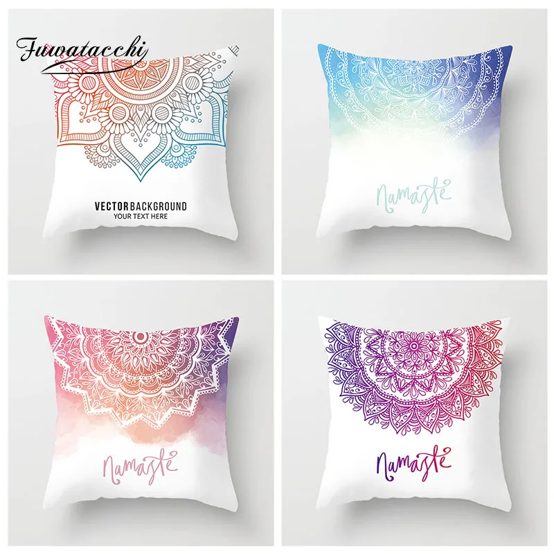 

Fuwatacchi Mandala Cushion Cover Geometric Gradient Pattern Pillow Cover For Home Sofa Chair Decorative Indian Style Pillowcases