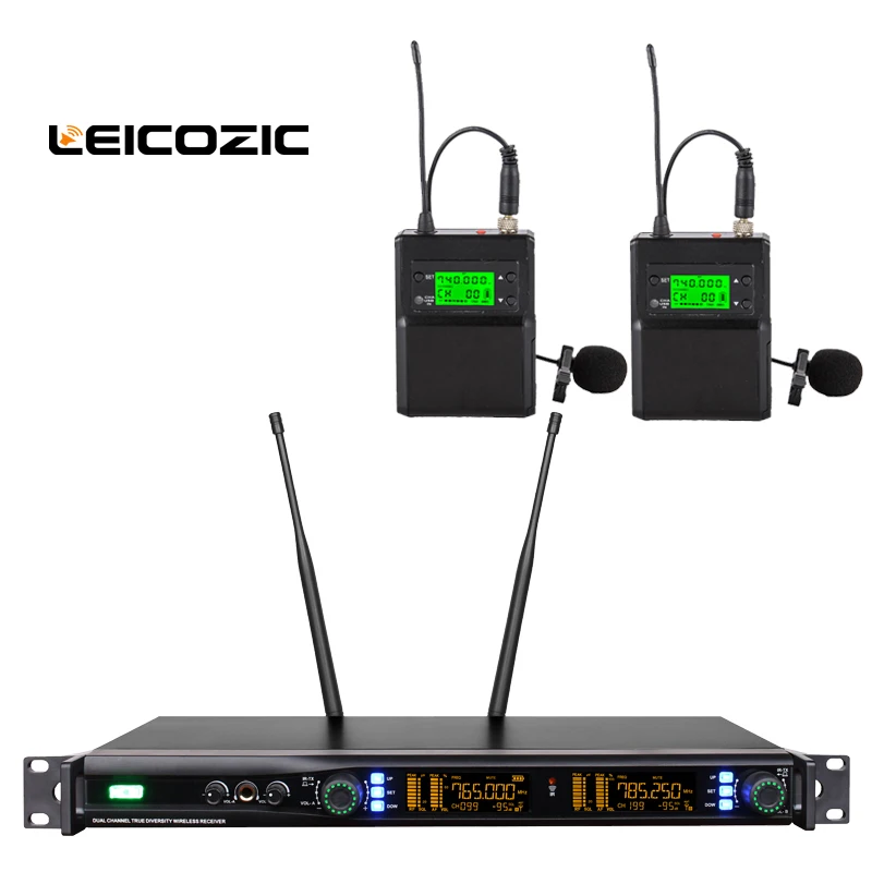 Leicozic Профессиональный цифровой беспроводной микрофон ручной микрофон 512-588 МГц/740-789 MHz Настоящее разнообразие Беспроводной этап микрофон - Цвет: 740-789Mhz