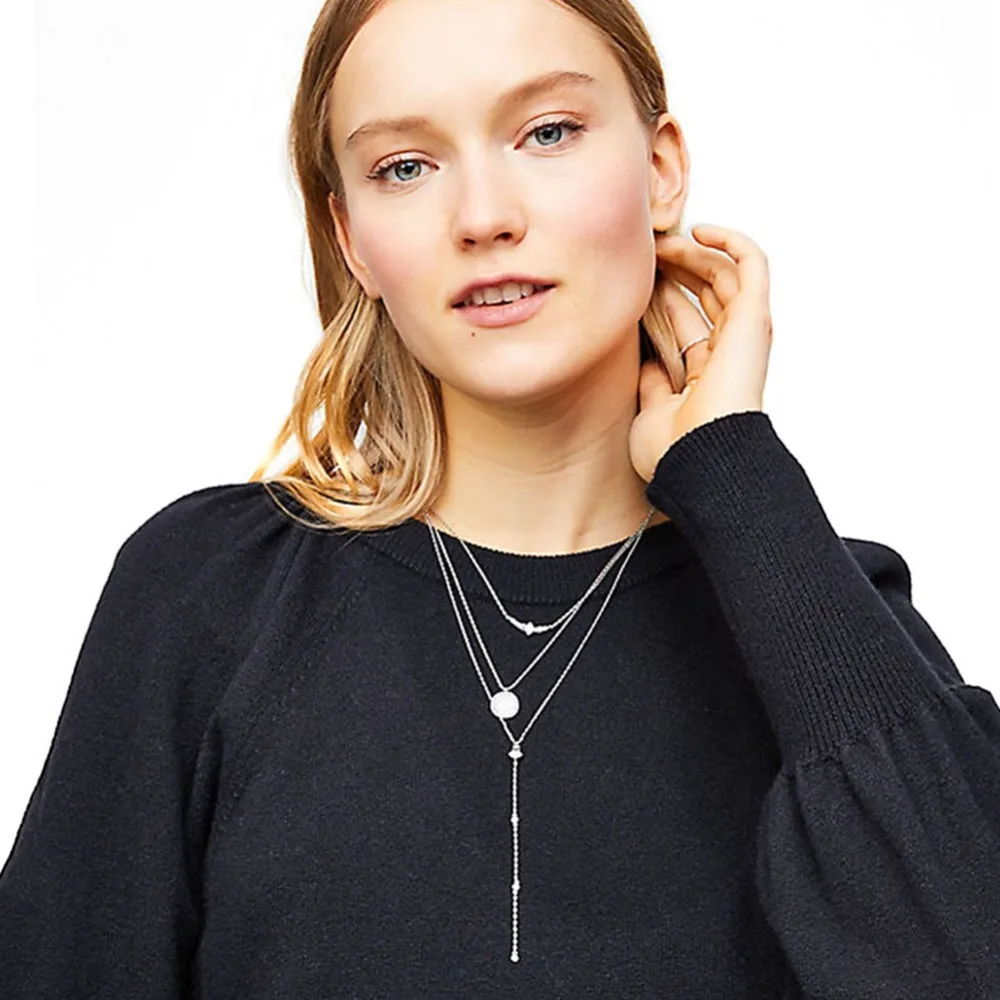 New Arrival Multi Layer Chain Beads Pendent Crystal Zircon Necklaces