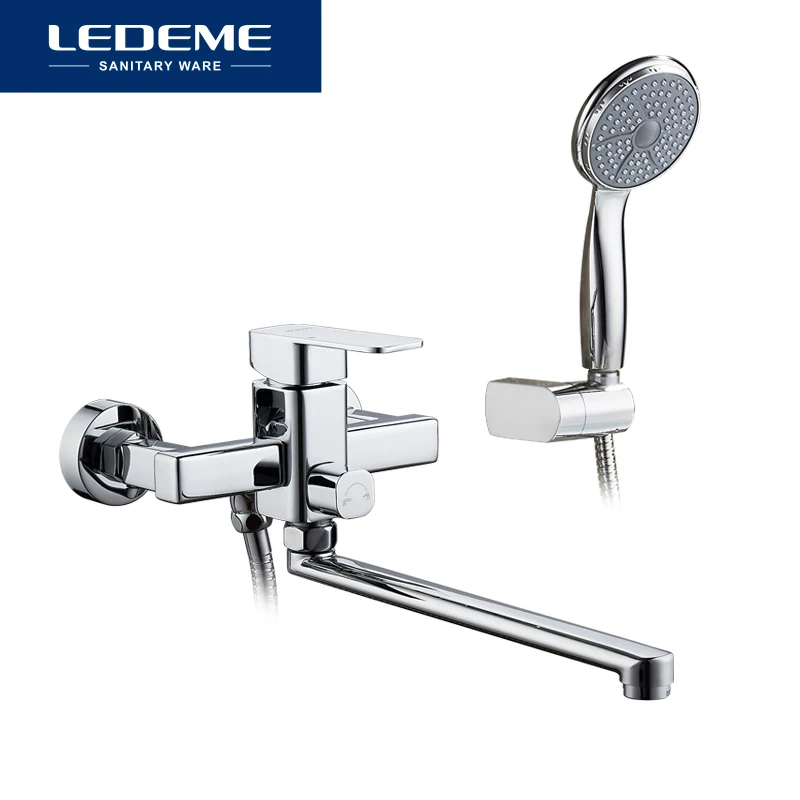 LEDEME ducha grifo de latón baño bañera grifo de ducha baño grifo cromado ducha de la pared de cabeza de grifo mezclador L2233 - 6