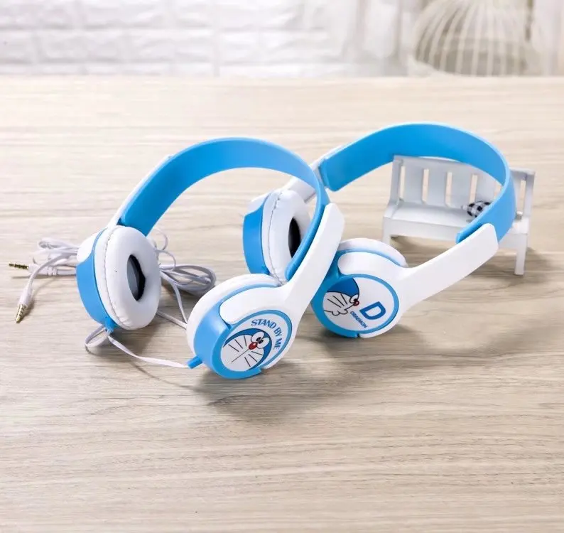 

Lovely Cute Doraemon 3.5mm Stereo Mega Bass Headband Headphone Headset Kawaii Big Earphone For Phones With Microphone