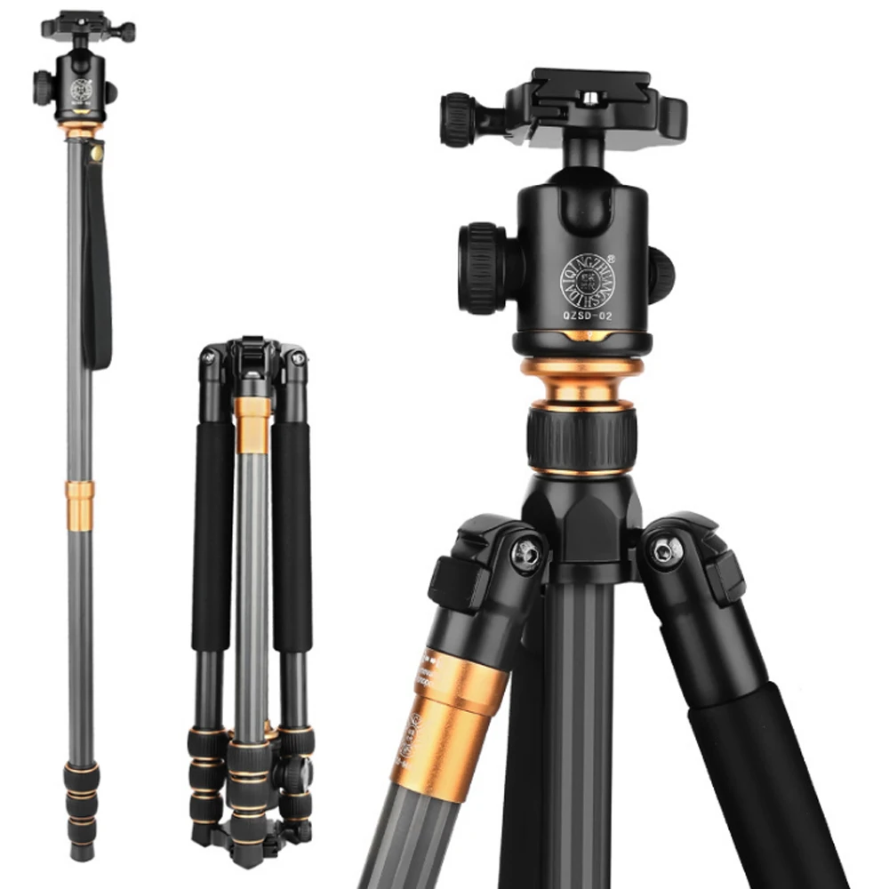  QZSD Beike Q999C Carbon Fiber Professional Tripod Monopod Ballhead Changeabel For DSLR Camera 1400g