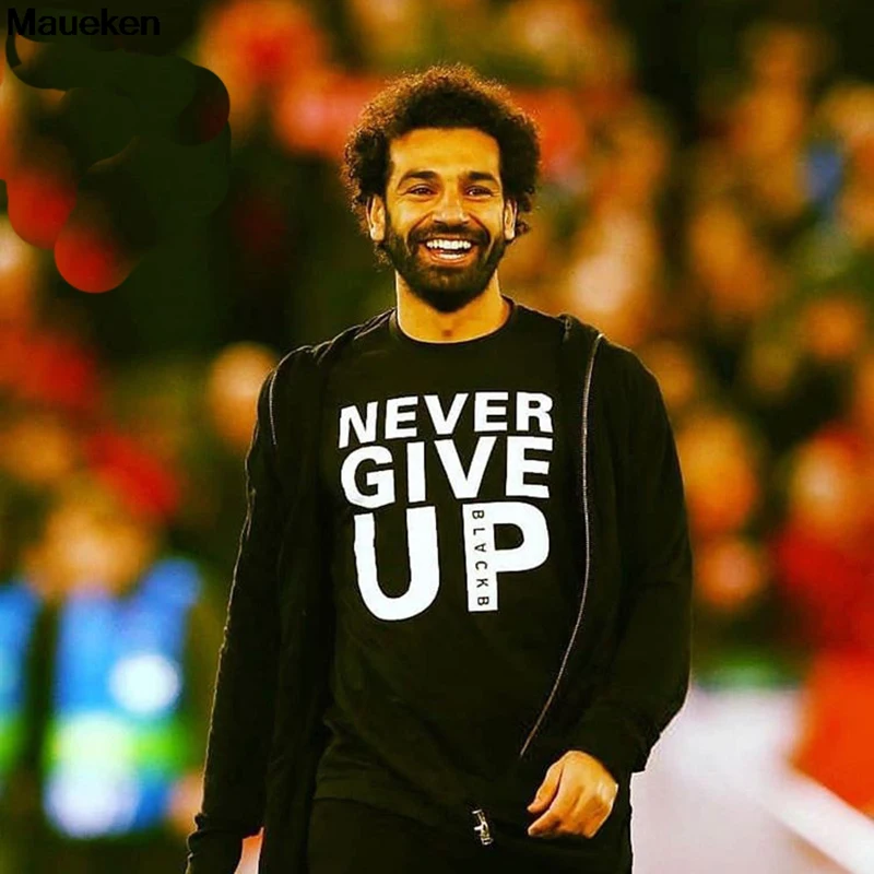 

Never Give Up Liverpool Printed Men's T-shirts Mo Salah You'll Never Walk Alone Streetwear T Shirt Men 2019 Cotton Casual Shirts