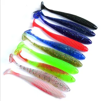 

10pcs/Lot 2.4g 9cm T-Tail Soft Fishing Lure Soft Worm Fishhooks Jerkbait Accessories Jig Hooks Tool Wobblers Fish Sport lures