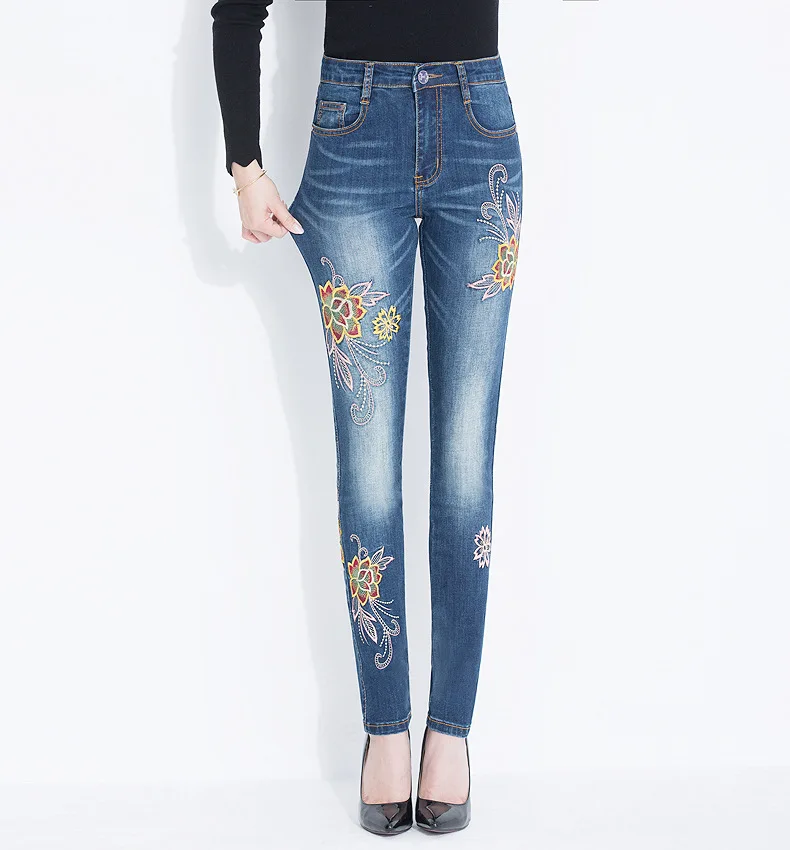 womens jeans with embroidered flowers