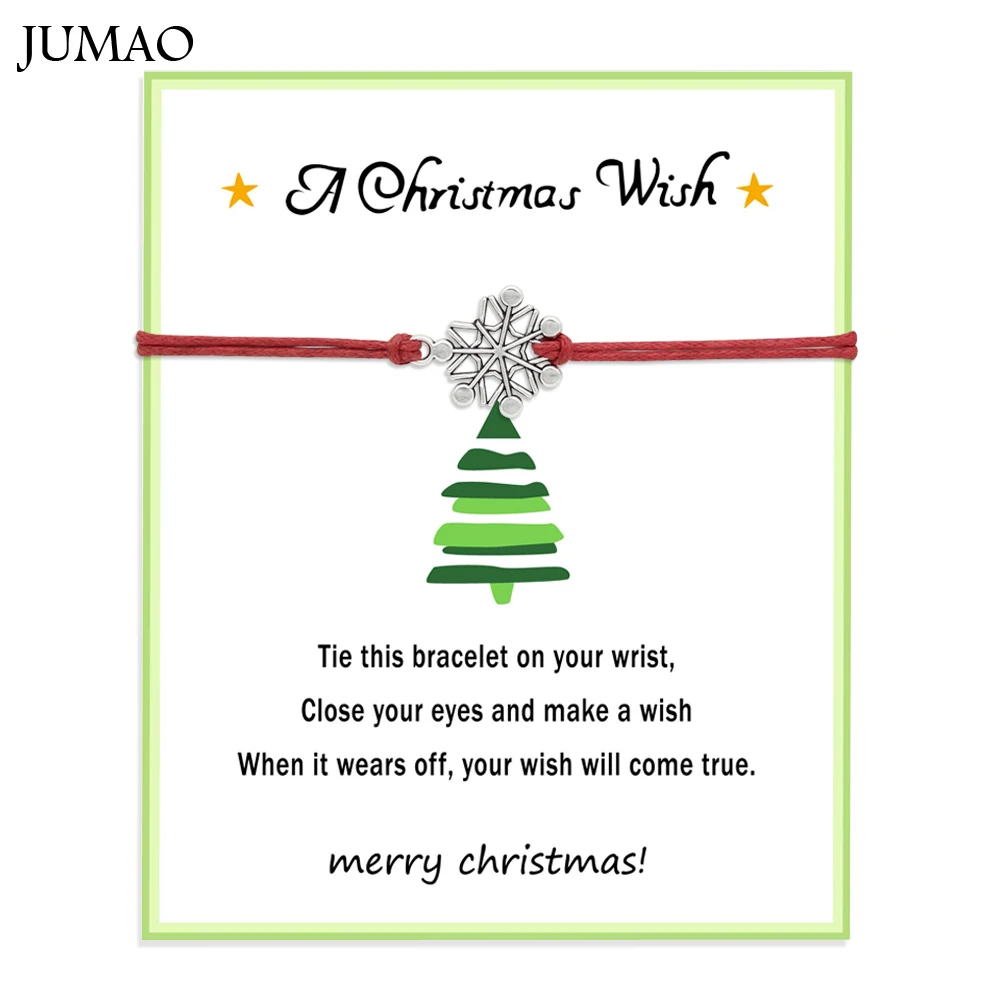 

Christmas Gift Wish Card Bracelets Santa Claus Snowflake Bells Tree Stars Socks Bracelet For Women Men Girls Friendship Gift