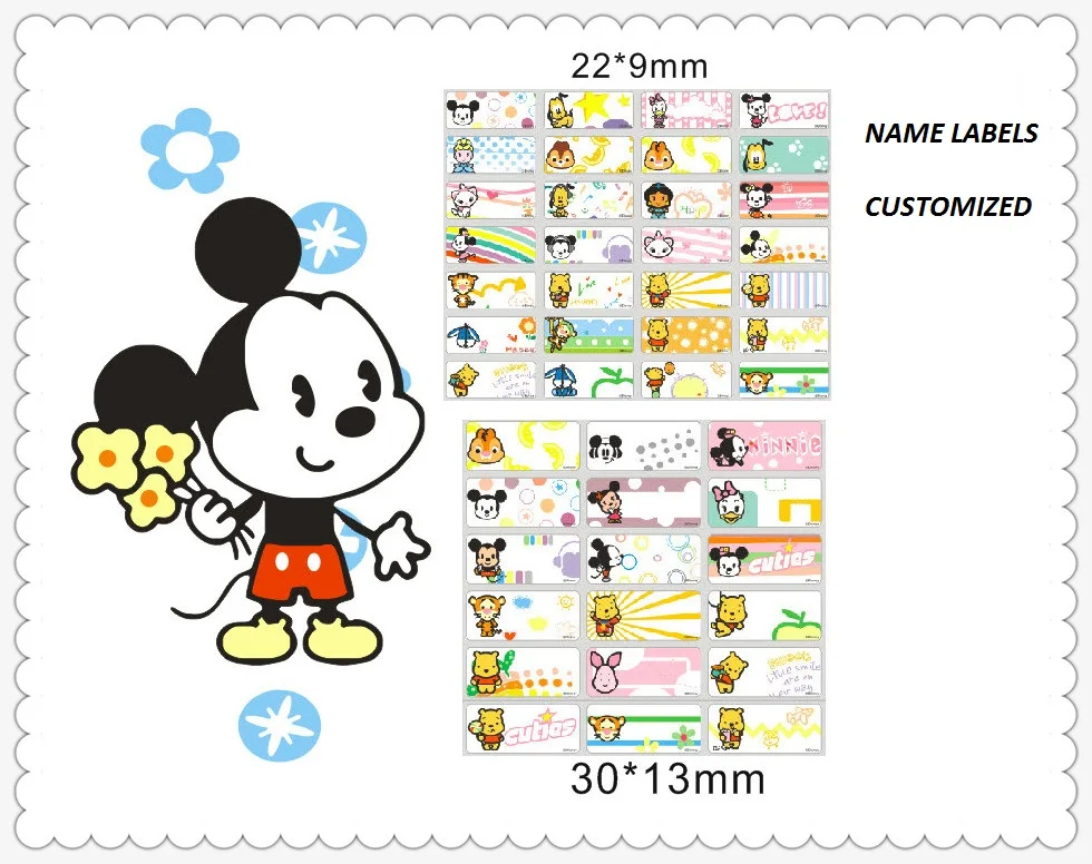 72pcs personalized waterproof cartoon name sticker/name labels/name tags,  identity for kids,daycare,bottle,cups