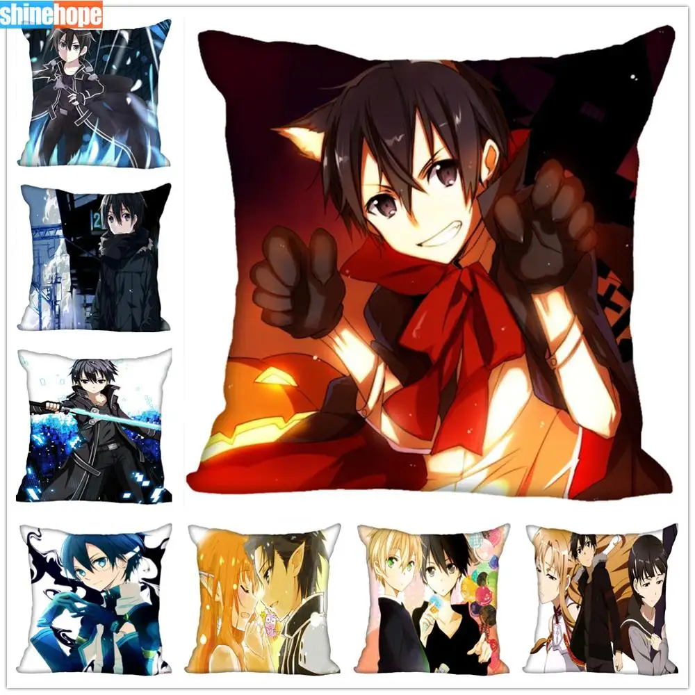 

Custom Anime Pillow Cases Sword Art Online Square Pillowcase Christmas Zippered Pillow Cover 40*40cm,45*45cm(One Side)