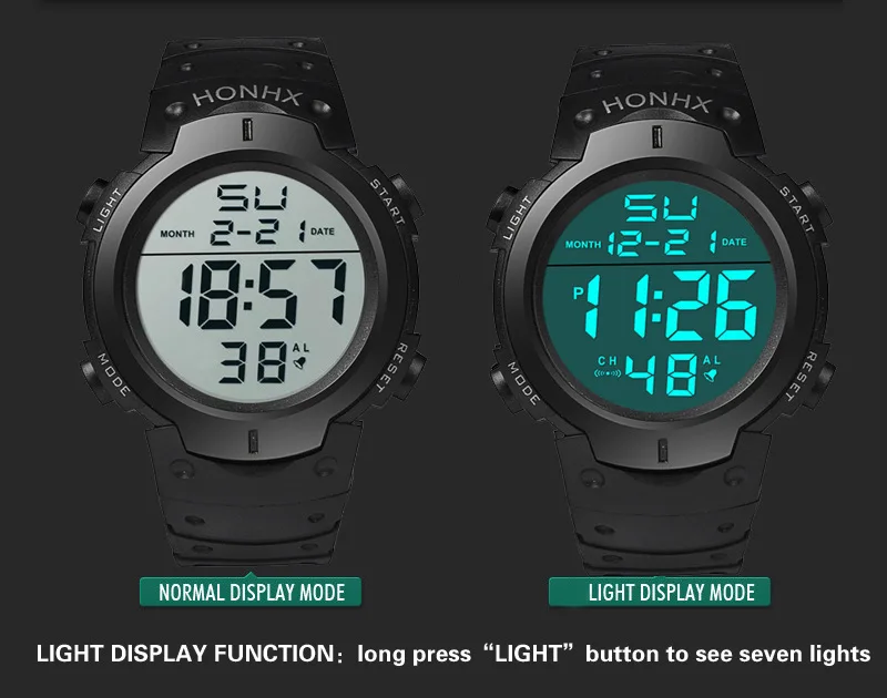 Men's Sport Casual LED Watches Men Digital Clock Multi-Functional Rubber Man Fitness Army Military Electronic Watch Reloj Hombre