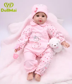 

50cm Silicone reborn babies dolls bebe alive pink quilt dolls Toddler creative best play house toy bonecas brinquedos Bebe alive