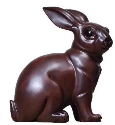 

Ebony solid wood carving wooden animals twelve living rabbits room decorating home decoration statue factory direct selling