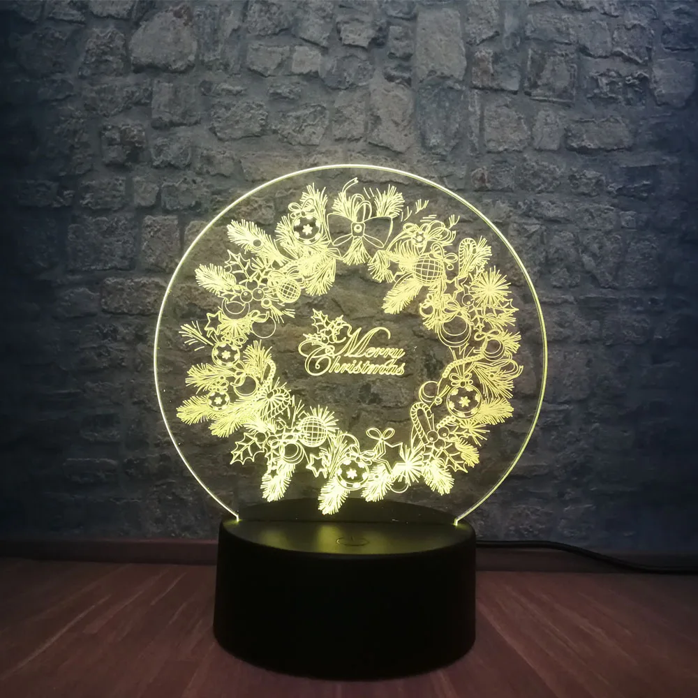 Merry Christmas 3D LED Night Light Illusion Atmosphere RGB Lighting 7 Color Change Desk Table Lamp Lovely Girl lamp Home Decor | Освещение