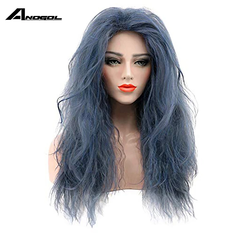 

Anogol Brand New Witch of the Black Forestn Blue Curly Into the Woods Synthetic Cosplay Wig For Japanese Anime Costume Role Play