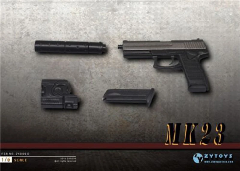 Масштаб 1:6 MK23 SOCOM ZY2009D пистолет оружие модель 1/6 Миниатюрная игрушка фигурка F 12