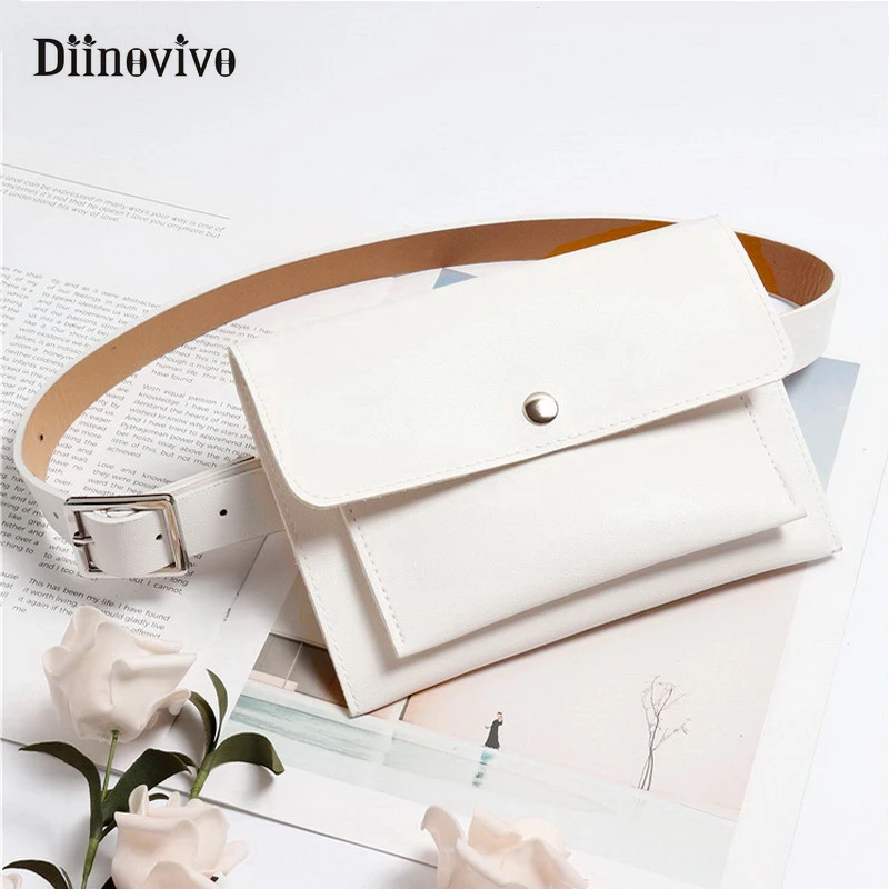 DIINOVIVO النساء الخصر أكياس سيدة حزمة مراوح الإناث أكياس إلى حقيبة بحزام الصلبة محفظة الخصر حزمة بسيطة عملة الهاتف الحقيبة WHDV0677