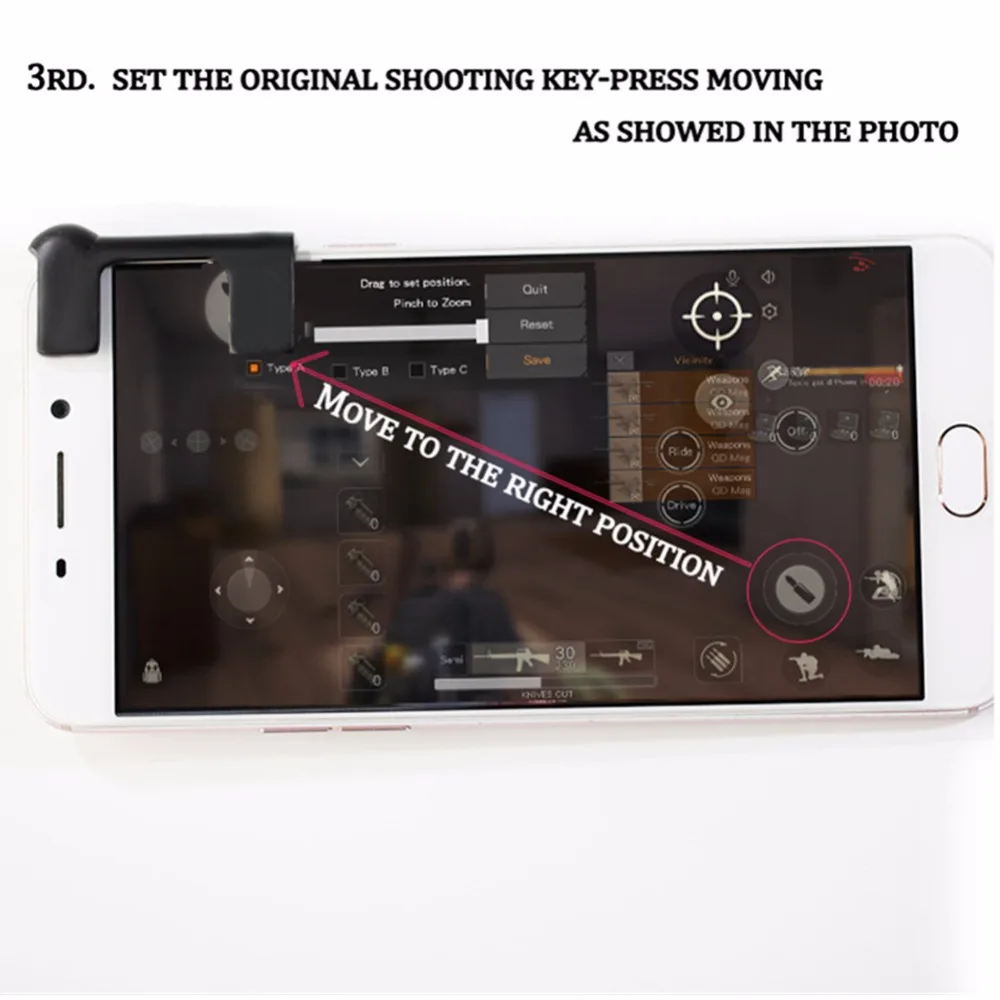 Knives Out Rules of Survival PUBG Mobile Game Shoot Fire Button Assistor Aim Key L1 R1 Controller Gamepad Joystick Android IOS