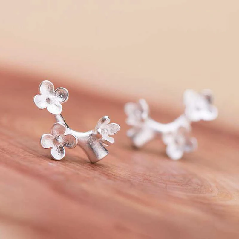 

Ruifan Lovely Flower / Branch Real 925 Sterling Silver Stud Earrings for Women Girl Children Small Earrings Fine Jewelry YEA154