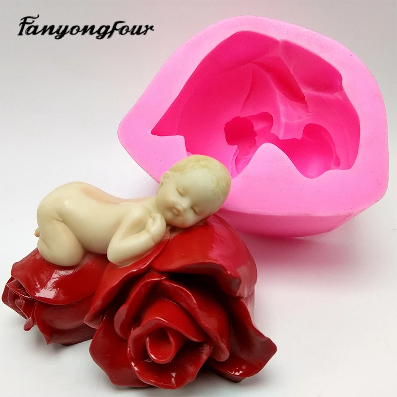 Розовый ребенок 3D силиконовые формы для выпечки помадка торт плесень смолы гипса шоколада плесень