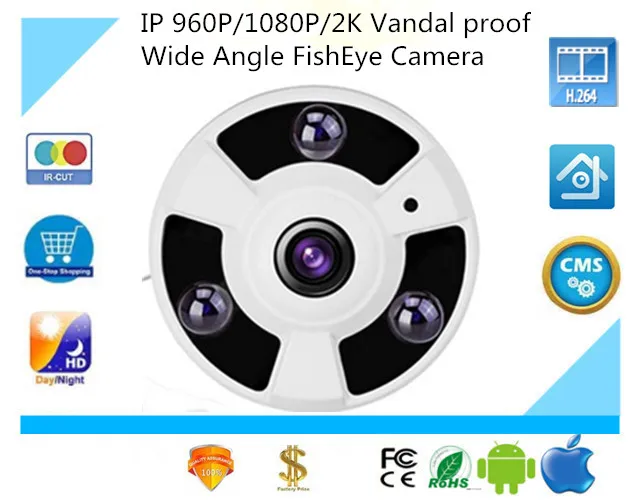 bilder für Luckertech 960 P/1080 P/2 Karat IP POE Audio Kamera vandalensichere Weitwinkel FishEye 1,7mm Objektiv Kamera CCTV Indoor ONVIF 3 Array IR LED bilder für Luckertech 960 P/1080 P/2 Karat IP POE Audio Kamera vandalensichere Weitwinkel FishEye 1,7mm Objektiv Kamera CCTV Indoor ONVIF 3 Array IR LED