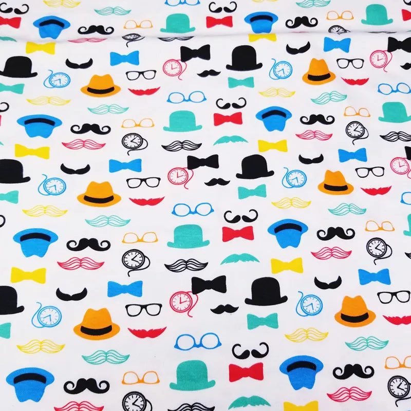 50*40 см печатных Кепки и борода детский вязаный хлопковый Лоскутная Ткань для DIY Швейные Детские нагрудники, одежда Материал для ребенка и ребенка